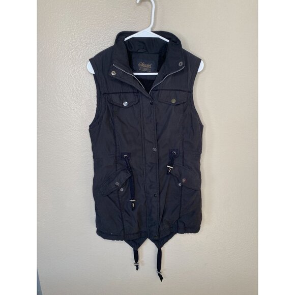 Special One Womens Black Sleeveless Utility Vest Pockets Drawstrings M polyester - Picture 1 of 7